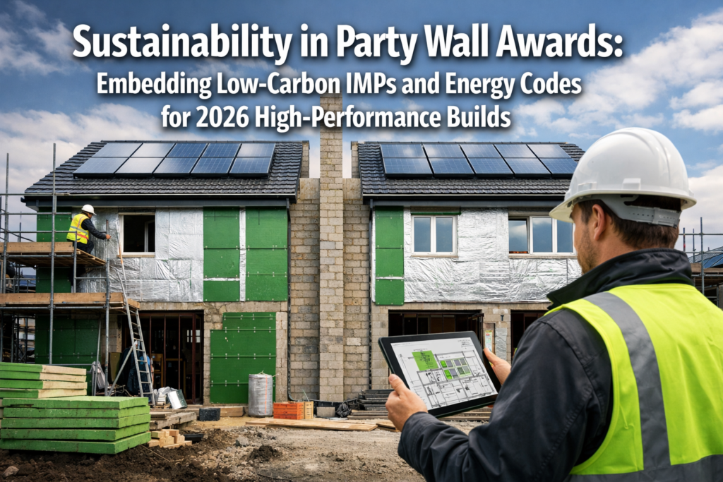 Sustainability in Party Wall Awards: Embedding Low-Carbon IMPs and Energy Codes for 2026 High-Performance Builds