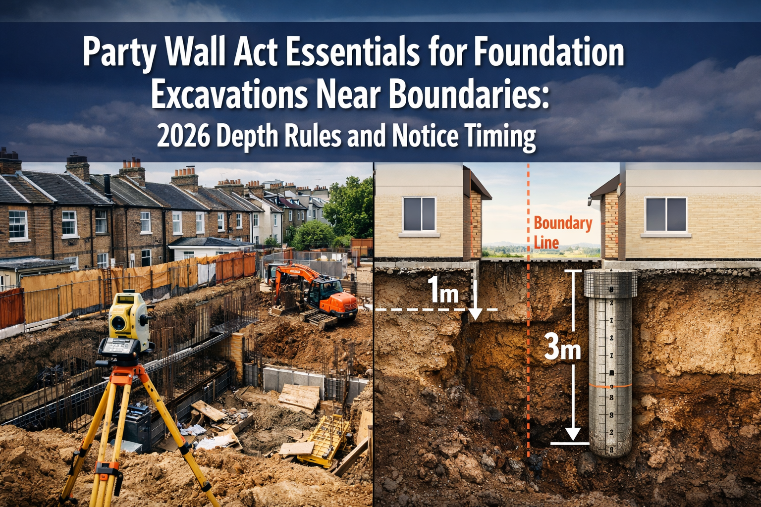 Party Wall Act Essentials for Foundation Excavations Near Boundaries: 2026 Depth Rules and Notice Timing