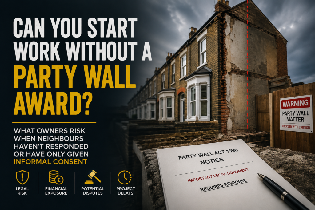 Can You Start Work Without a Party Wall Award? What Owners Risk When Neighbours Haven’t Responded or Have Only Given Informal Consent