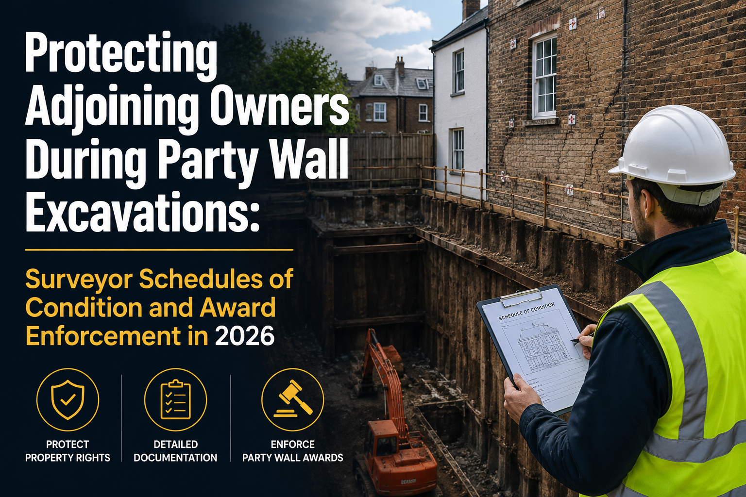 Protecting Adjoining Owners During Party Wall Excavations: Surveyor Schedules of Condition and Award Enforcement in 2026