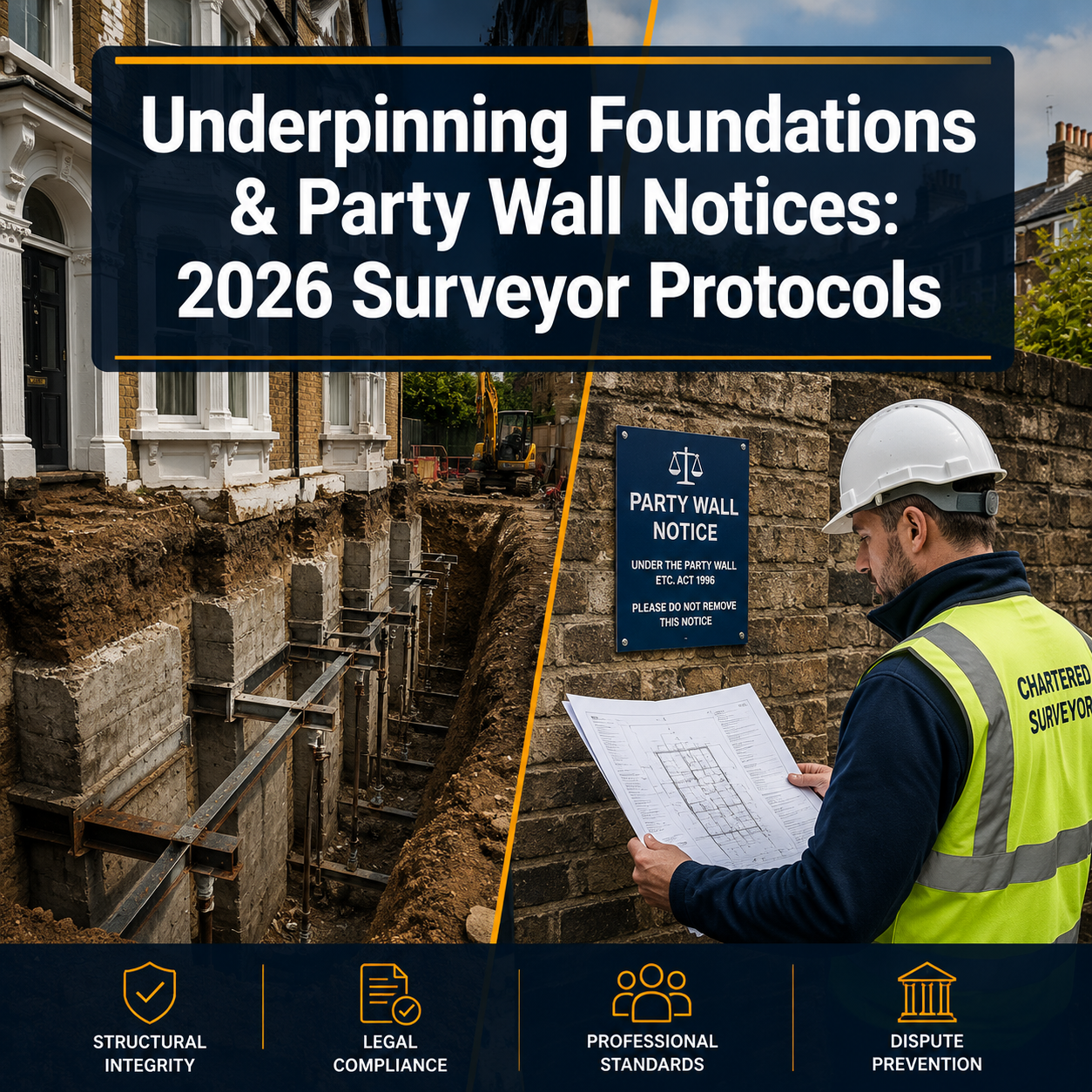 Underpinning Foundations and Party Wall Notices: 2026 Surveyor Protocols for Structural Stability and Neighbor Protection