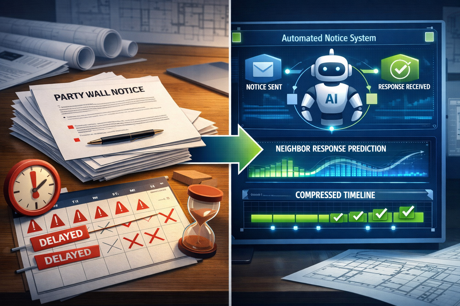 Agentic AI Networks for Party Wall Notice Automation: Streamlining