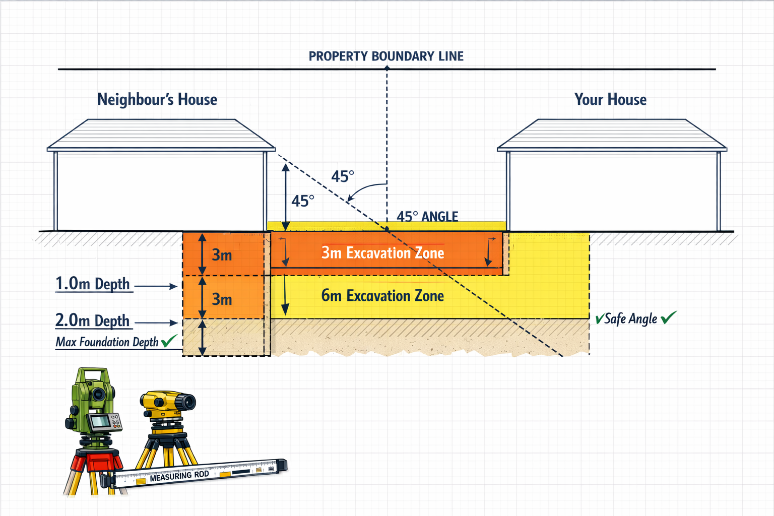 Party Wall Notices for Foundations Near Boundaries: Surveyor