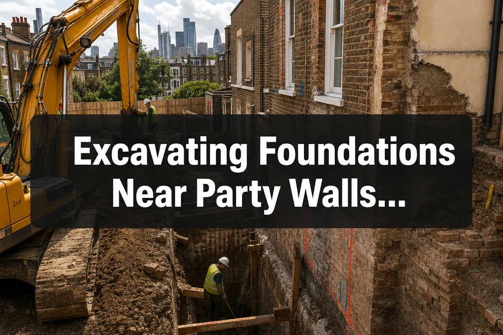 Excavating foundations near party walls - depth rules, notices and protection methods