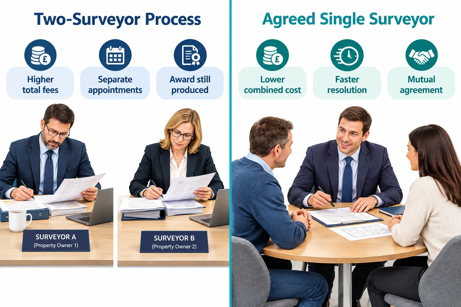 Two-Surveyor Process vs. Agreed Single Surveyor: What Changes When a Neighbour Refuses